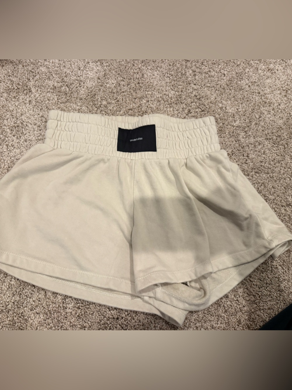 TALENTLESS Cream Elastic-Waist Athletic Shorts